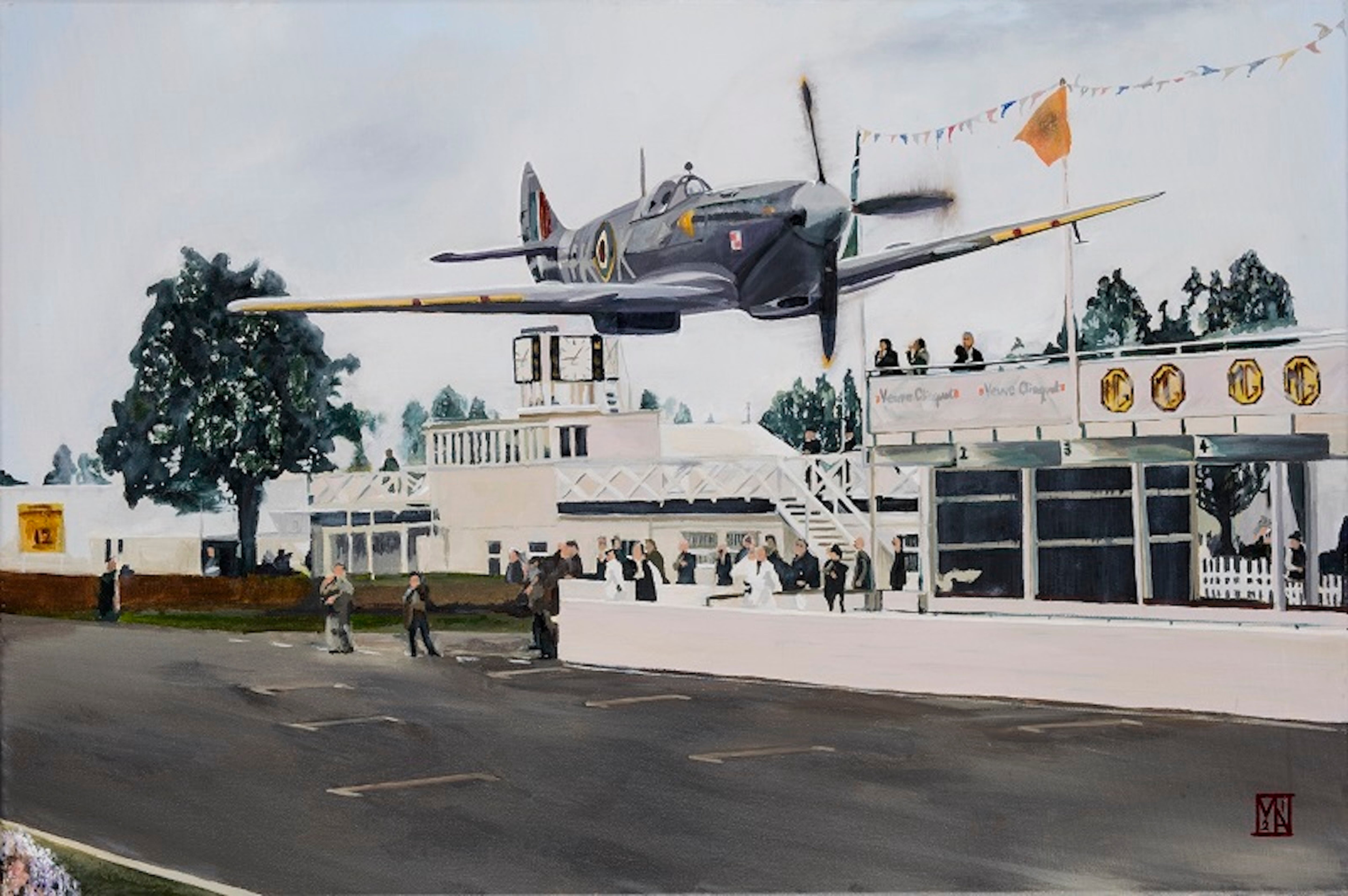 Low Pass at Goodwood. Ray Hannah, Spitfire.