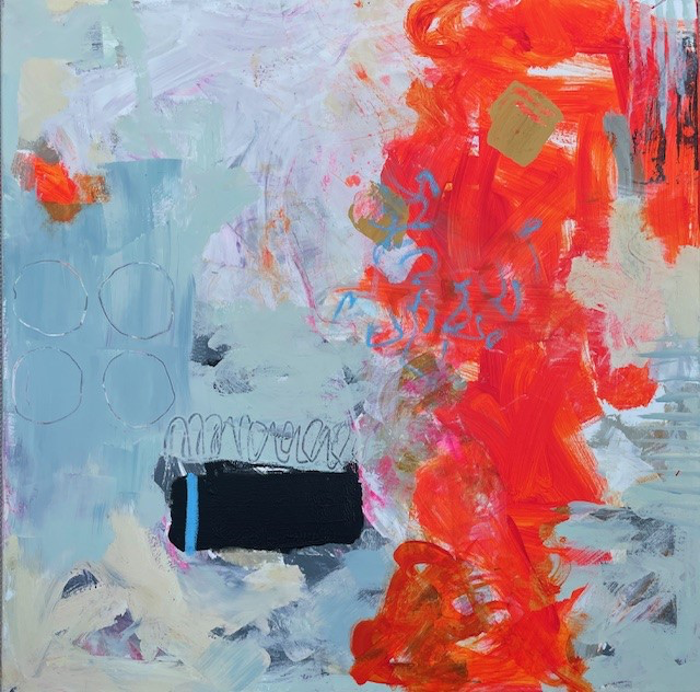 Pip Mole - abstract expressionist mixed media painting capturing movement, at Molasses House