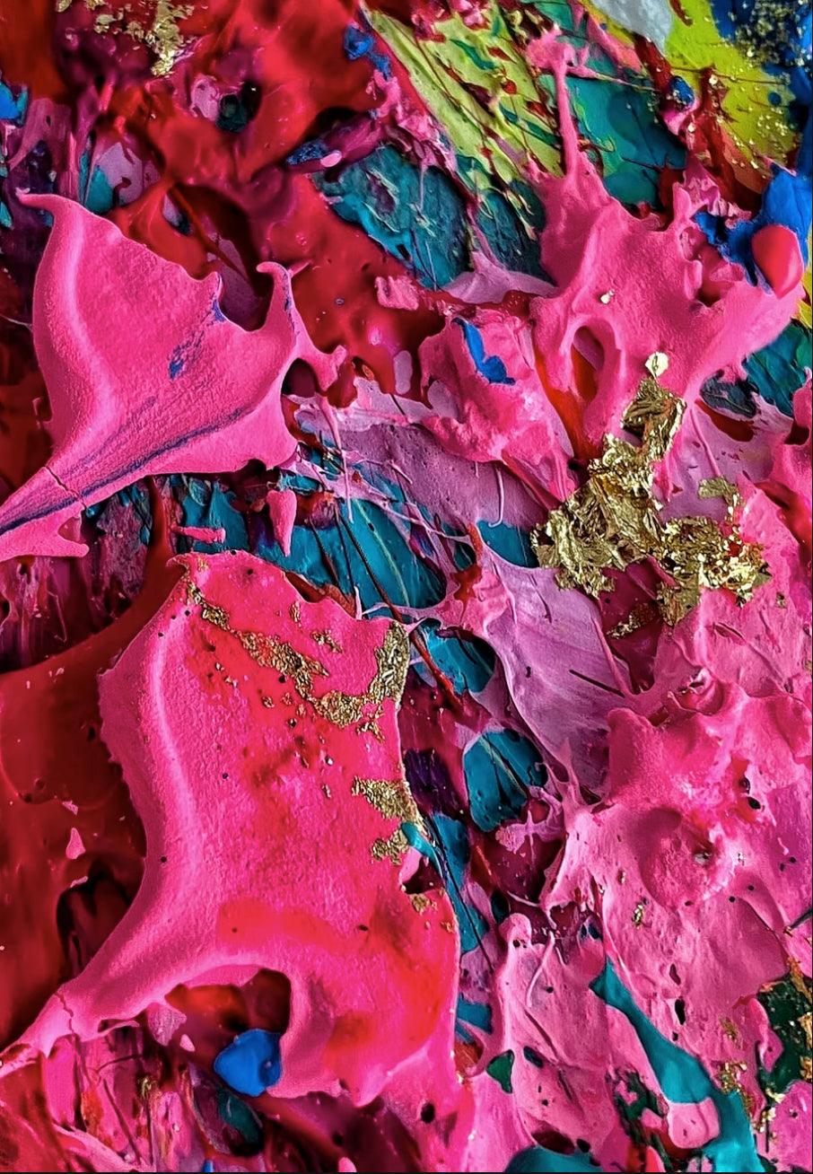 Mishell Leong - Sensual Series close-up, vibrant life expressionist painting at Molasses House