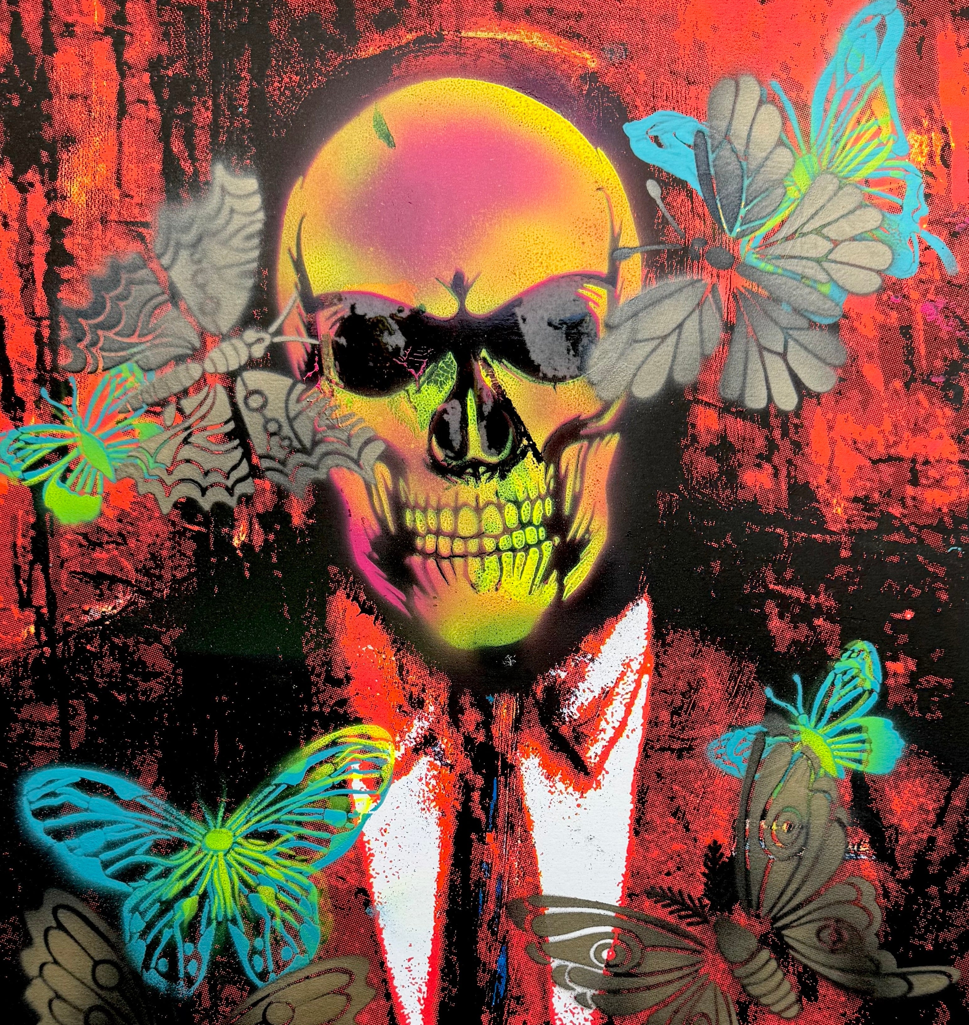 Lincoln Townley - Skull Banker portrait painting, contemporary British art at Molasses House