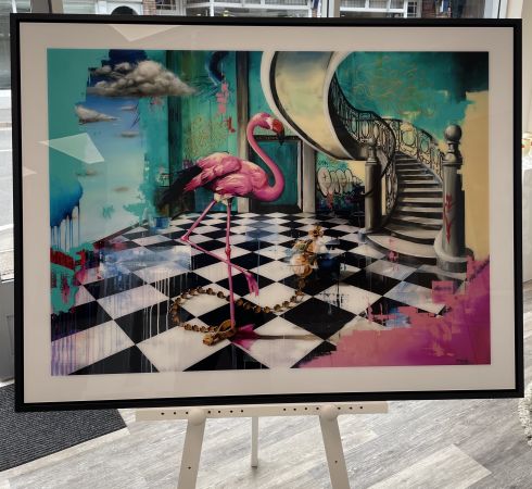 Click Here To Enlarge This Photo Of Flamingo & Orb 1/3 Aluminium SOLD