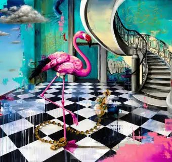 Tommy FiendishFlamingo & Orb (Small on Aluminium)