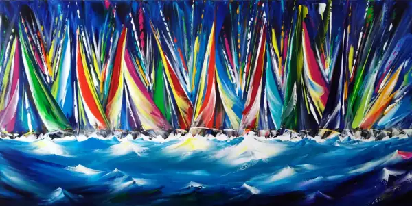 Click Here To Enlarge This Photo Of Flashing Sails in the Dark