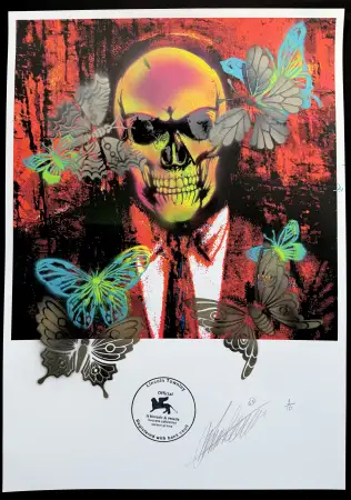 Click Here To Enlarge This Photo Of Venice Biennale Skull Banker - Blue Butterfly 1/10